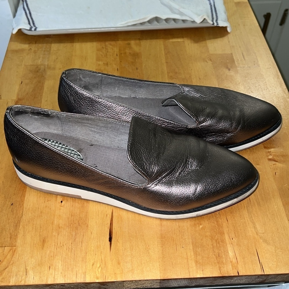 Com + Sens Metallic Loafers Womens Slip On Comfort Flats Silver Pewter